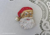 Vintage Enamel and Rhinestone Santa Clause Face Pin