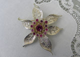 Vintage Sarah Coventry Pink Christmas Poinsettia Pin