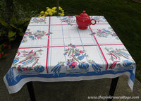 Vintage WWII Victory Garden Tablecloth Vegetables Corn Tomatoes and More
