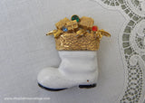 Vintage ART Christmas Santa's Boot with Presents Pin