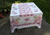 Large Vintage Pink and Purple Tulips Tablecloth