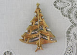 Vintage JJ Enameled and Rhinestone Christmas Tree Pin Brooch