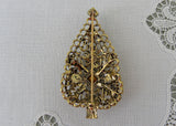 Vintage Dodds Filagree Rhinestone Christmas Tree Pin Brooch