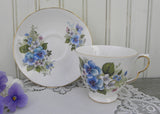 Vintage Royal Vale Blue Pansies and Violets Teacup and Saucer