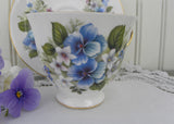 Vintage Royal Vale Blue Pansies and Violets Teacup and Saucer