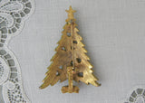 Vintage ART Enameled Christmas Tree brooch with Rhinestones