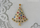 Vintage Whimsical Whitewashed Gold Christmas Tree with Rhinestones
