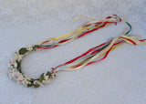 Vintage Millinery Flowers Wreath May Day Bridal Flower Girl Head Piece with Ribbons