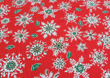 Vintage Christmas Tablecloth with Snowflakes and Holly