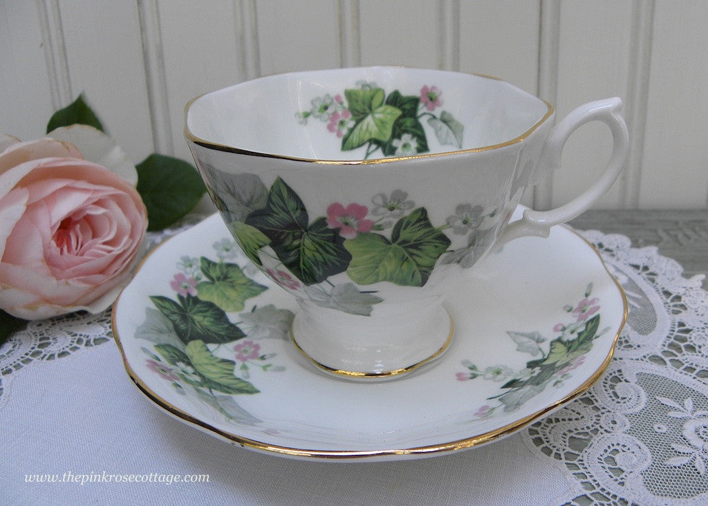 Vintage Royal Albert Petite Pink Flowers and Ivy Teacup and Saucer