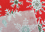 Vintage Christmas Tablecloth with Snowflakes and Holly