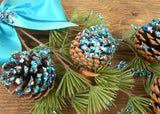 Vintage Mid Century Teal Christmas Pinecone Bough Swag