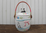 Vintage Biscuit Jar with Kitty Cats Flowers and Bows
