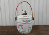 Vintage Biscuit Jar with Kitty Cats Flowers and Bows