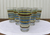 Set of 6 Fiesta Striped Drinking Glasses Chocolate Lemongrass and Peacock