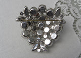 Unsigned Vintage Triangle Clear Marquee and Round Rhinestones Brooch