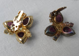 Vintage Amethyst and Aurora Borealis Rhinestone Brooch and Earrings