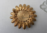 Vintage Opaque White Rhinestone Daisy Sunflower Pin Brooch