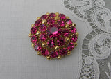 Vintage Weiss Bright Pink Rhinestone Brooch Pin