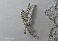 Vintage Sparkling Rhinestone Lily of the Valley Bouquet Brooch