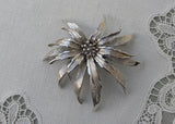 Vintage Boucher Silver Tone Christmas Poinsettia Flower Brooch
