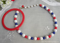 Vintage Red White and Blue Patriotic Necklace and Bangle Bracelet