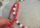 Vintage Red White and Blue Patriotic Necklace and Bangle Bracelet