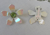 Vintage Enameled and Rainbow Rhinestones Daisy Pin Brooch and Earring Set