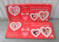 Unused Vintage 1950's Gibson Make Your Own Valentines Kits For Children
