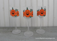 Set of 3 Vintage Halloween Pumpkin Votive Candle Holders