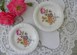Pair of Vintage Roshenthal Germany Pink Roses and Wild Flowers Teabag Holders - The Pink Rose Cottage 