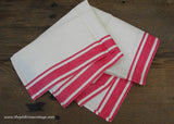 Unused Vintage Linen Red and White Kitchen Tea Towel