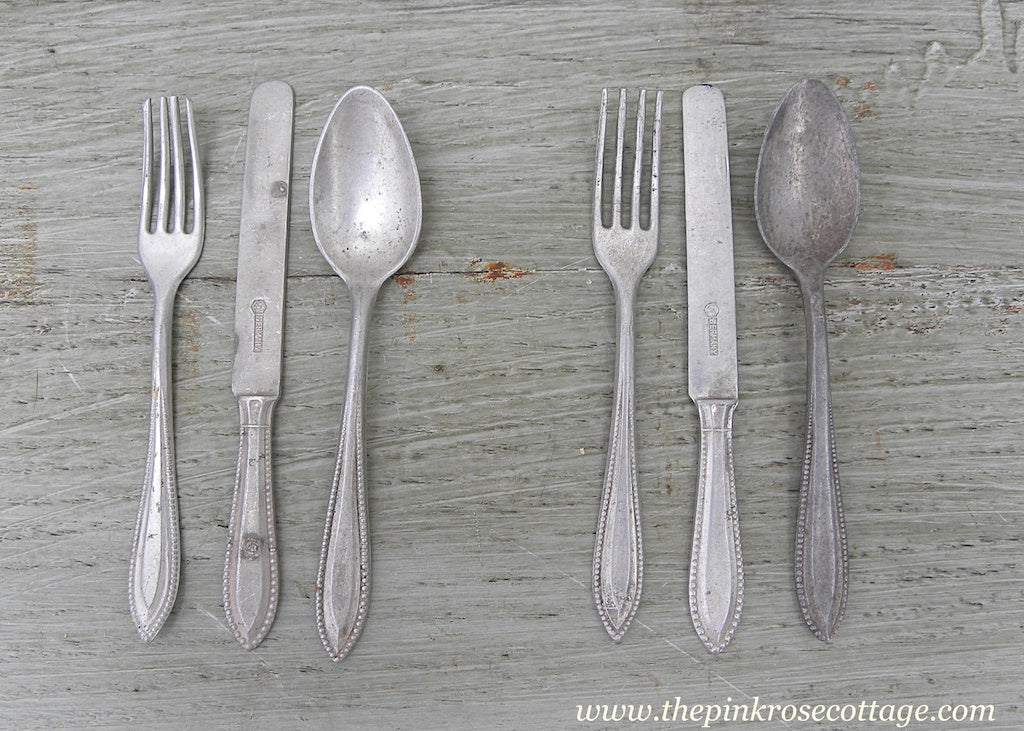 Vintage Childrens Aluminum Play Flatware Silverware Made in Germany