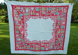 Vintage Americana Whimsical  Antique Kitchen Tablecloth - The Pink Rose Cottage 