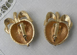 Vintage Sarah Coventry Brushed Gold Apple Earrings