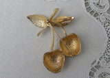 Vintage Sarah Coventry Brushed Gold Cherry Cherries Pin