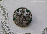 Vintage St. Patrick's Day Shamrock Green Rhinestones Pin