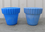 Set of 2 Vintage Agate Slag Glass Blue Flower Pots - The Pink Rose Cottage 