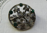 Vintage St. Patrick's Day Shamrock Green Rhinestones Pin