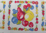Vintage Tablecloth with Strawberries Peaches Cherries Sunflowers Daisies and More