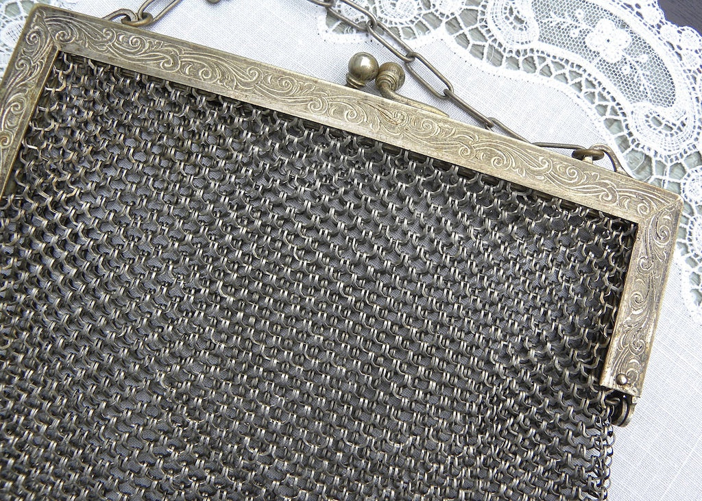 German Silver Mesh Purse - Garden Party Collection Vintage Jewelry