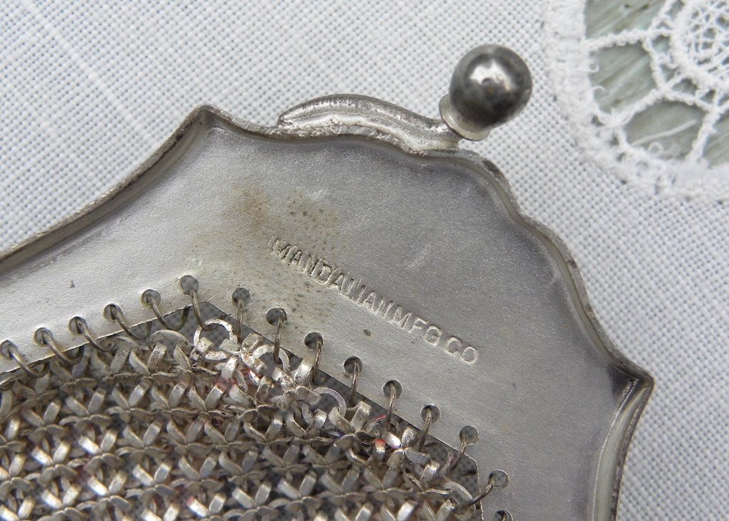 1910s/1920s Monogram German Silver WHS Co Metal Mesh Chain Flapper