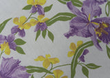 Large Vintage Linen Tablecloth with Exotic Purple and Yellow Orchids - The Pink Rose Cottage 