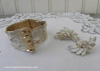 Vintage Monet Birch Bark Cuff Bracelet and Earrings Set
