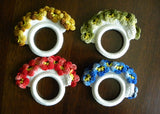 Vintage Hand Crocheted Pansy Pansies Napkin Rings