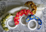 Vintage Hand Crocheted Pansy Pansies Napkin Rings