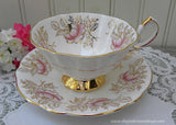 Vintage Queen Anne Pink Rose and Gold Teacup and Saucer
