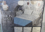 NIP Vintage Perma-Prest Erica Wilson Ribbon Twist Blue Full Flat Sheet