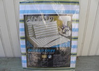 NIP Vintage Perma-Prest Piccadilly Stripe Green and Blue Full Flat Sheet