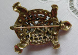Heidi Daus Colorful "Floral Turtle" Crystal Turtle Pin Critters Collection